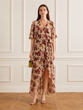 Alice and Olivia Wrap Midi Dress Floral Size 0 NWT